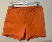 J. McLaughlin NWT Orange Petal Shorts Size 6 Scalloped Classic Preppy Colorful