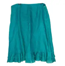 Willi‎ Smith 100% Irish Linen Layered Ruffle Hem Skirt Womens 8 Green Feminine