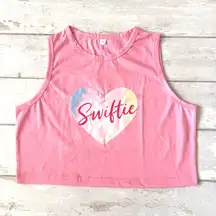 Taylor Swift M Pink Lover Era Merch Swiftie Heart Crop Top Tank Shirt Medium