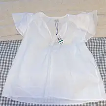 Habitual White Flutter Sleeve Blouse