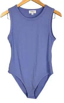NEW Kaileigh Round Neck Periwinkle Ribbed Sleeveless Stretch Bodysuit Size LP