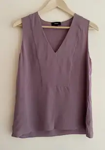 Theory 100% Silk V Yoke Shell Tank Women Small Sleeveless Purple Lavender Career