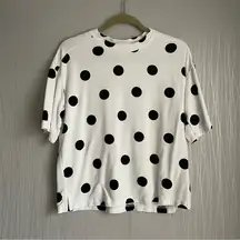 Rachel Roy Mock Neck Polka Dot Short Sleeve Top Women’s Size Medium