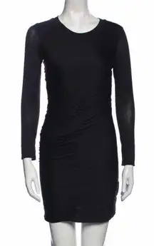 3.1 Phillip Lim Black Silk Blend Side Ruched Long Sleeve Dress