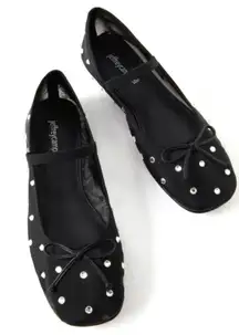 Free People Jeffrey Campbell Shine For You Ballet Flats Mesh Stone Black 8.5 NEW