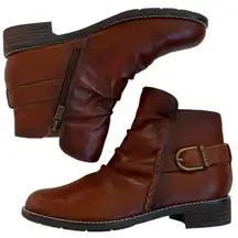 Like New Earth Brand Leather Naira Ruched Boots Brown Size 8 Wide Width