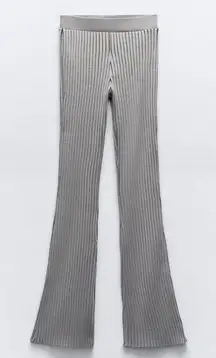 ZARA  NWT gray rib knit casual pants ribbed detail