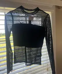 Mesh Black Long Sleeve Shirt