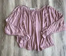 DO + BE Womens S Mauve‎ Dolman Sleeve Long Sleeve Round Neck Oversized Blouse