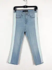 Veronica Beard Carly 11" Kick Flare Jeans Air 27 Size 25 Side Stripe Crop Fray