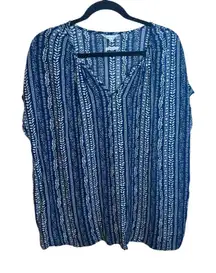 Southern cotton Blue Tropical Oversized Swim Cover Up Shirt