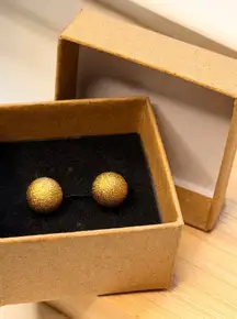 Gold Textured Ball Stud Earrings In Gift Box
