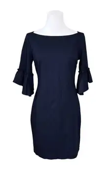 Banana‎ Republic Navy Blue Boat Neck Bell Sleeve Sheath Dress 6 Timeless