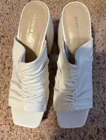 Kenneth Cole New York Women's Anika Platform Mules in white faux leather size 10