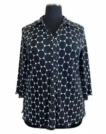 2X Dressbarn Polka Dot Button Down Shirt