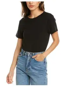 New WeWoreWhat Short Sleeve T-Shirt Bodysuit Jersey Knit Black Classic Medium