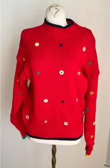 Club Sportif De Paris Red Button Sweater Medium Vintage 80s / 90s