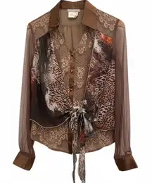 Alberto Makali y2k vintage lace detail long sleeve shirt