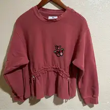 Current Elliot burnt red faded distressed sweater with butterfly patches