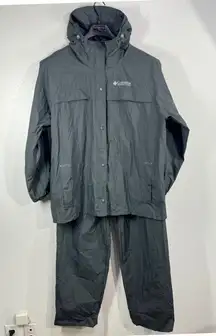 Columbia Women's Rain Suit Jacket Pants Set Gray Waterproof Outdoor Large