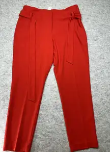 7th Avenue New York And Company Women's Pant 14 Red W/Belt Straight Leg Polyster