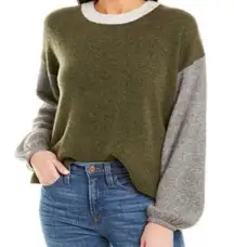 Madewell Payton Color block Sweater Dark Green Gray color-block Small