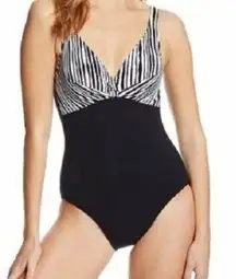 Profile By Gottex One Piece Swimsuit Zebra Print Animal Womens 8 Spaghetti Strap