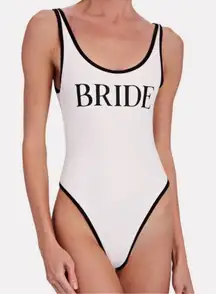WeWoreWhat Bride Swimsuit with Black Trim NWT XL‎
