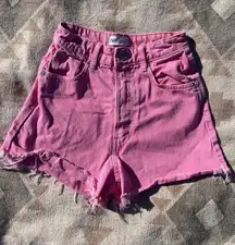 Women’s Hot Pink High Rise Cut Off Denim Shorts Size 2 Preppy Boho