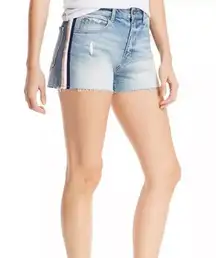 Revolve Pistola Winston High Rise Jean Shorts Half Court Racing Stripe Size 30
