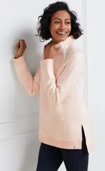 T by Talbots asymmetrical snap quilted pop over sweatshirt Large NWT