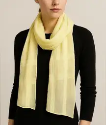 Burberry Butter Yellow Silk Sheer Textured Check Scarf