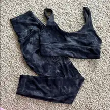 LULULEMON Black Tie-Dye Sports Bra and Leggings Set