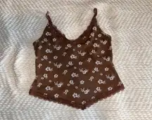 Brown Lace Tank Top