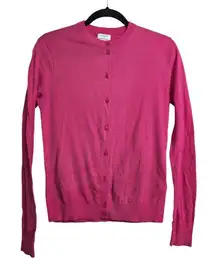 FLAW J Crew Factory Pink Classic Cotton Button Front Cardigan Womens Size S NWT