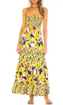 MAAJI Strapless Long Smocked Tiered Maxi Dress Floral Hamilton Bay Print Size M