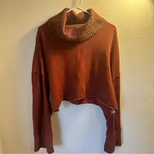 Free People Easy‎ Street cropped pullover oversized sweater orange NWOT size M