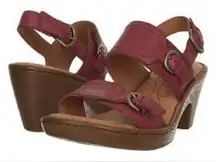 Born Timia raspberry pink leather sandals heels women’s size‎ 9 casual summer