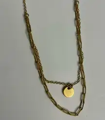 LACN 925 La Gem & Jewelry Design Inc Necklace Gold Layered Paper clip Circle