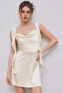 Cider - Ruffle Trim Mini Dress Crème