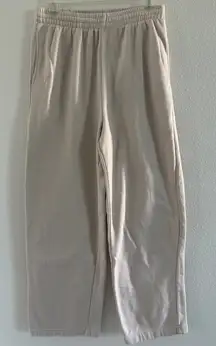 H&M Womens Small Wide Leg Pull On‎ Cream Pants Beach Sporty Coastal Athletic