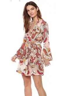 NWT BCBGMaxAzria Paisley Dusty Rio Boho Long-sleeved Robe/Kimono Size XS