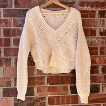 Cream Cropped Sweater Small