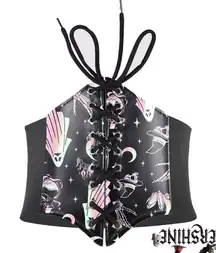 Black Corset with Ghost and Witch Print