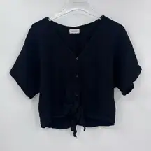 Bella Dahl - Kimono Sleeve Tie Front Top - Night Shade‎ size medium