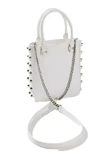 Urban Outfitters UO White Riley Silver Studded
Mini Tote Bag Festival Purse NWT