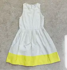 Gap  Linen Cotton Blend Dress White Yellow Women's Fall Spring Zipper