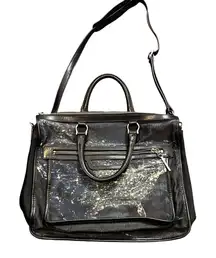 MZ Wallace Black Nylon Coated Canvas Satellite Britt Tote Bag Purse