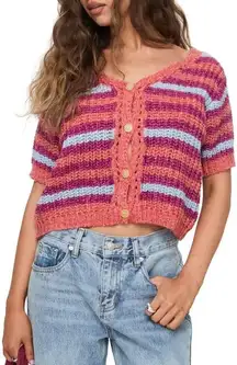 Princess Polly‎ Colorful Short Sleeve Compassion Knit Cardigan Size XS/S