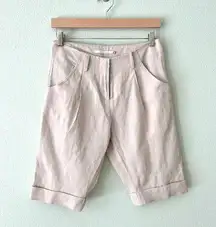 Elaine Kim Cupro Pleated, Cuffed Shorts in Taupe Size 2